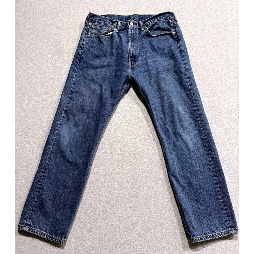 Levis 505 Regular Fit Mens Jeans 36x30 Blue Medium Wash Straight Leg -A
